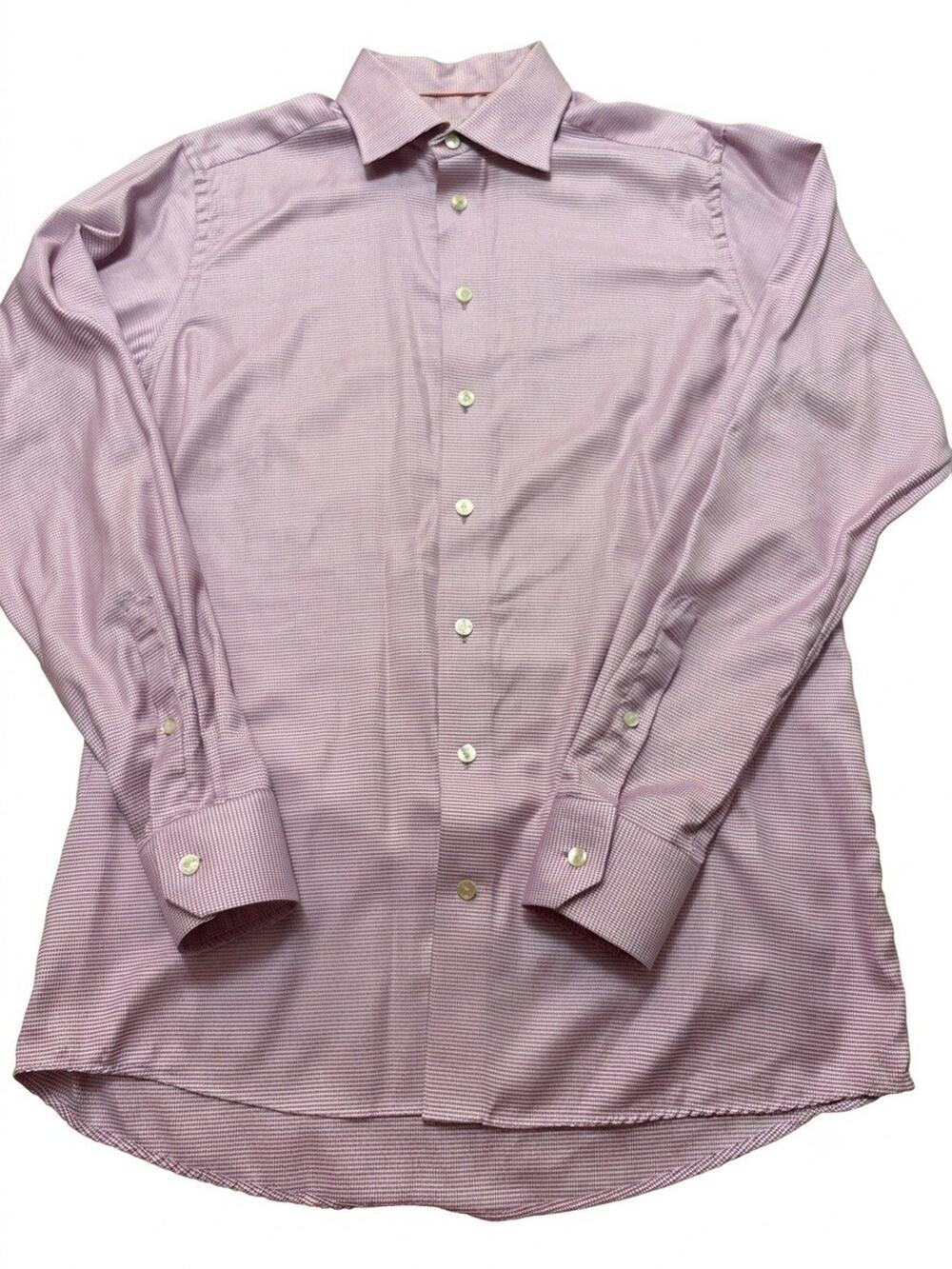 Eton Shirt Mens 41/16 Purple Micro Check Contemporary Button Up Long Sleeve
